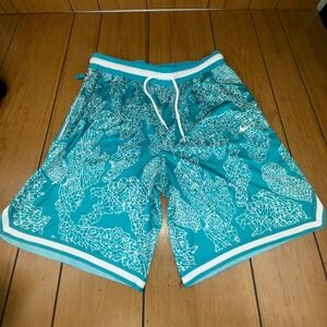 Nike Dri-FIT Teal White Abstract Geometric Print Basketball Shorts Men's XL
